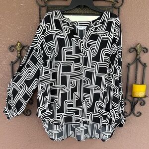 Nine West Black and White Patterned Blouse